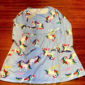 H&M Light Blue Dress with Colorful Unicorn Print